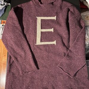 Warner Bros. Burgundy Sweater with Bold Letter E